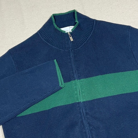 Liz Claiborne Sweaters - Liz Claiborne Liz & Co. Women's L Blue Green Cotton Full Zip Sweater Cardigan